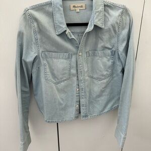 Madewell Light Blue Denim Cropped Shirt